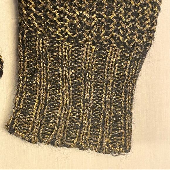 Eileen Fisher Black Gold Metallic Loose Knit Mohair Alpaca Blend Sweater XS - Picture 9 of 11